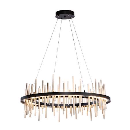 Hubbardton Forge Cityscape 38" Wide LED Ring Chandelier Black / Soft Gold