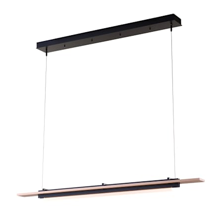 Hubbardton Forge Plank 48" Wide LED Wood Linear Pendant Black / Maple Wood