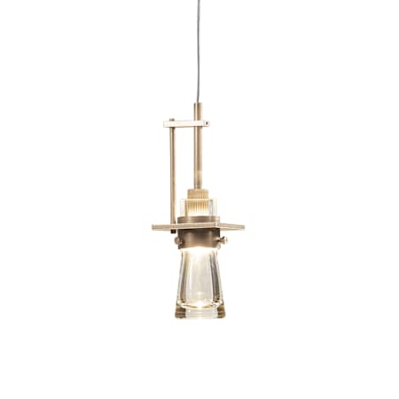 Hubbardton Forge Erlenmeyer 3" Wide Mini Pendant Soft Gold / Clear