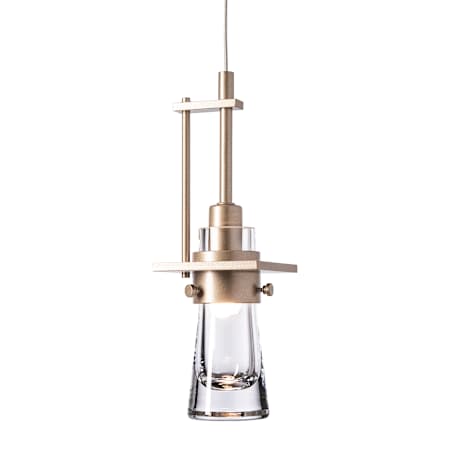 Hubbardton Forge Erlenmeyer 3" Wide Mini Pendant Soft Gold / Clear