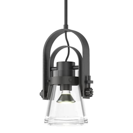 Hubbardton Forge Erlenmeyer 9" Wide Mini Pendant Black / Clear