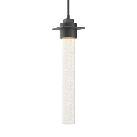 Hubbardton Forge Airis 5" Wide Mini Pendant Black / Seeded Clear