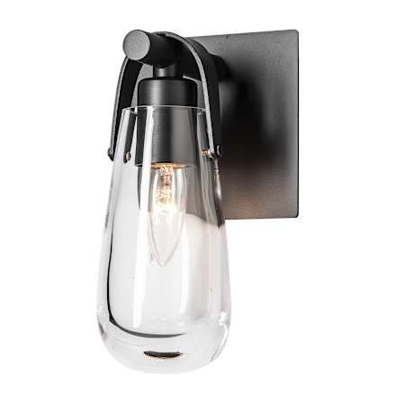 Hubbardton Forge Eos 9" Tall Bathroom Sconce Black / Clear