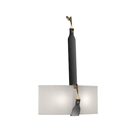 Hubbardton Forge Saratoga 2 Light 25" Tall Wall Sconce Black / Antique Brass / Black / Flax