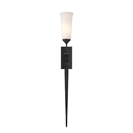 Hubbardton Forge Sweeping Taper 28" Tall Wall Sconce with Customizable Glass Shade Black / Opal
