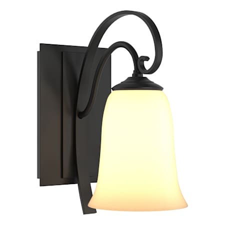 Hubbardton Forge Scroll 10" Tall Wall Sconce Black / Opal