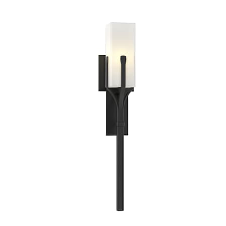 Hubbardton Forge Mediki 25" Tall Wall Sconce with Customizable Glass Shade Black / Opal