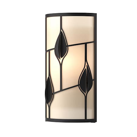 Hubbardton Forge Alisons Leaves 15" Tall Wall Sconce with Customizable Glass Shade Black / White Art