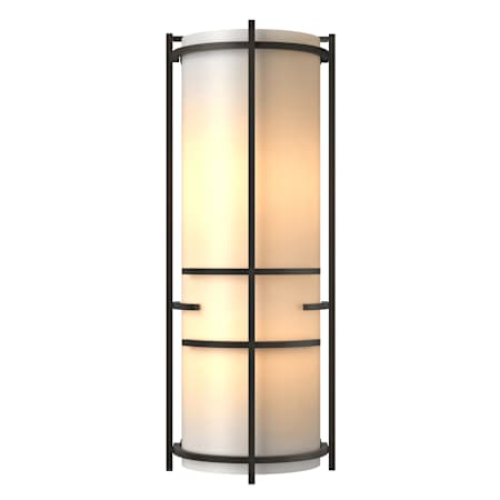 Hubbardton Forge Banded 2 Light 18" Tall Wall Sconce Dark Smoke / White Art