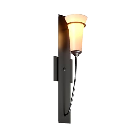 Hubbardton Forge Banded 21" Tall Wall Sconce Black / Opal
