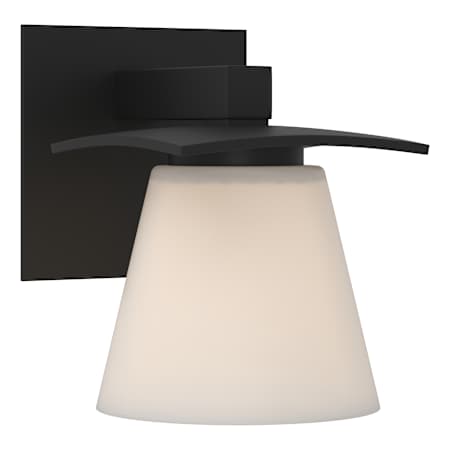 Hubbardton Forge Wren 7" Tall Wall Sconce Black / Opal