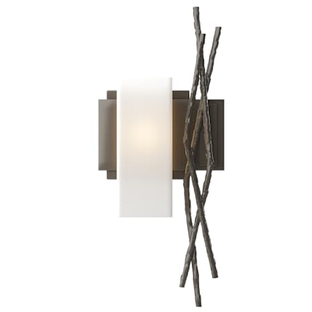Hubbardton Forge Brindille 19" Tall Wall Sconce Dark Smoke / Opal