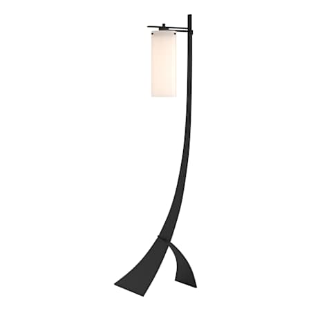 Hubbardton Forge Stasis 59" Tall Arc Floor Lamp Black / Opal