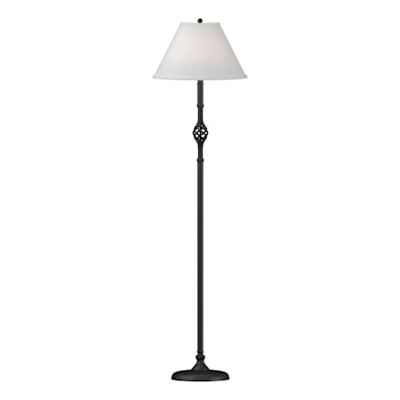 Hubbardton Forge Twist Basket 55" Tall Buffet Floor Lamp with Customizable Fabric Shade Black / Natural Anna