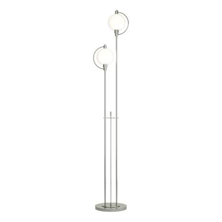 Hubbardton Forge Pluto 2 Light 69" Tall Buffet Floor Lamp Sterling / Opal Glass