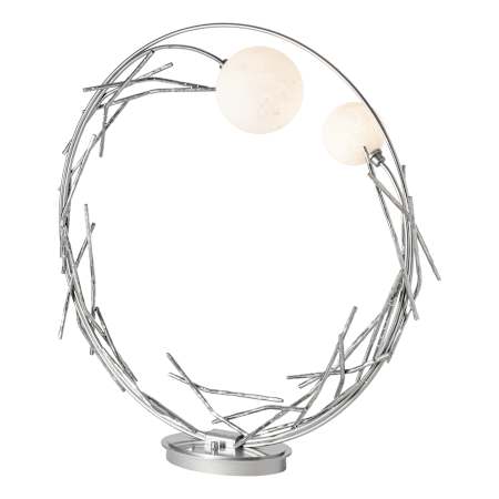Hubbardton Forge Brindille 2 Light 37" Tall Arc Table Lamp Sterling / Shell