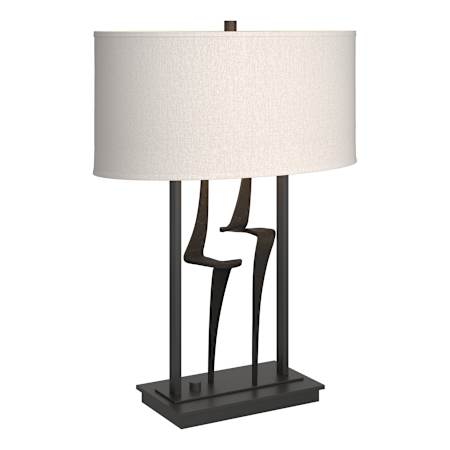 Hubbardton Forge Antasia 25" Tall Novelty Table Lamp with Customizable Fabric Shade Black / Flax