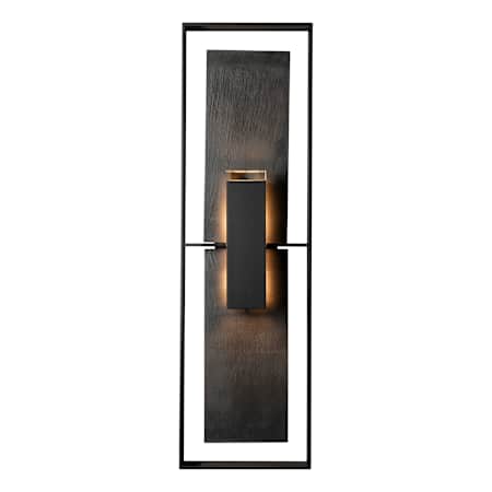 Hubbardton Forge Shadow Box 2 Light 34" Tall Outdoor Wall Sconce Coastal Black / Slate / Clear