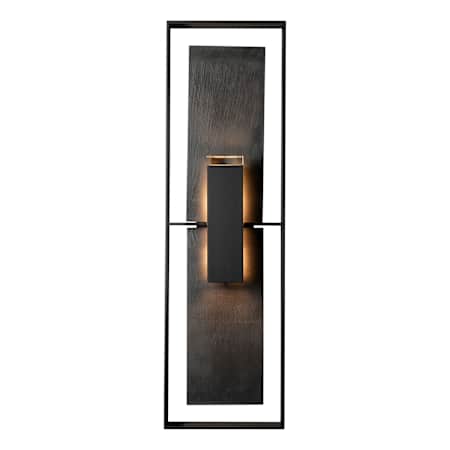Hubbardton Forge Shadow Box 2 Light 34" Tall Outdoor Wall Sconce Coastal Black / Slate / Clear Glass