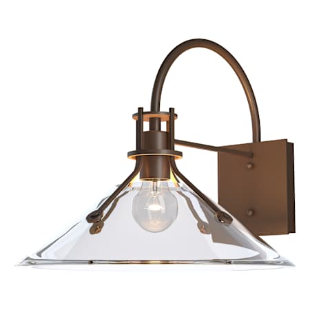 Hubbardton Forge Henry 13" Tall Outdoor Wall Sconce Coastal Bronze / Clear