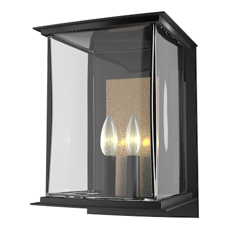 Hubbardton Forge Kingston 2 Light 15" Tall Outdoor Wall Sconce Coastal Black / Translucent Soft Gold / Clear