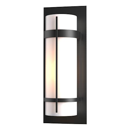 Hubbardton Forge Banded 21" Tall Outdoor Wall Sconce Coastal Black / Opal