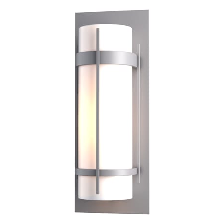 Hubbardton Forge Banded 21" Tall Outdoor Wall Sconce Coastal Burnished Steel / Opal