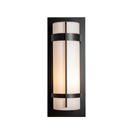Hubbardton Forge Banded 26" Tall Outdoor Wall Sconce Coastal Black / Opal
