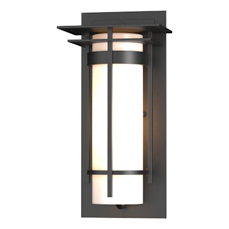 Hubbardton Forge Banded 13" Tall Outdoor Wall Sconce Coastal Black / Opal