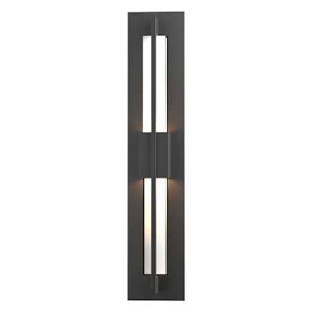 Hubbardton Forge Double Axis 2 Light 24" Tall LED Outdoor Wall Sconce with Customizable Glass Shade Coastal Black / Clear
