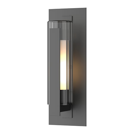 Hubbardton Forge Vertical Bar 19" Tall Outdoor Wall Sconce Coastal Black / Clear