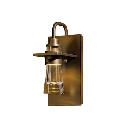 Hubbardton Forge Erlenmeyer 10" Tall Outdoor Wall Sconce Coastal Bronze / Clear