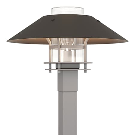 Hubbardton Forge Henry 16" Tall Post Light Burnished Steel / Dark Smoke / Clear