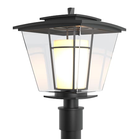 Hubbardton Forge Beacon Hall 19" Tall Post Light Coastal Black / Clear