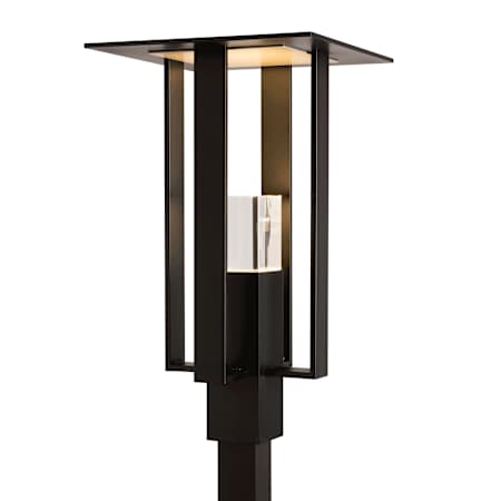 Hubbardton Forge Shadow Box 24" Tall Post Light Coastal Black / Outdoor Silver / Clear