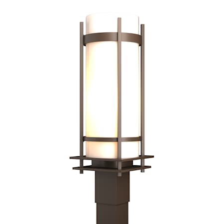 Hubbardton Forge Banded 23" Tall Post Light Coastal Bronze / Opal