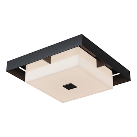 Hubbardton Forge Shadow Box 2 Light 12" Wide Flush Mount Square Outdoor Ceiling Fixture Coastal Black / Coastal Black / Opal