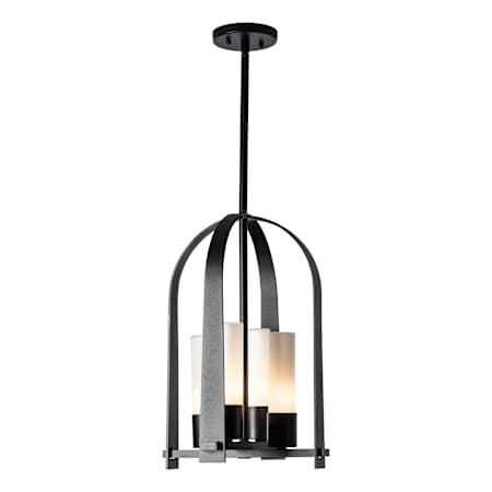 Hubbardton Forge Triomphe 4 Light 13" Wide Outdoor Pillar Candle Pendant Coastal Black / Opal