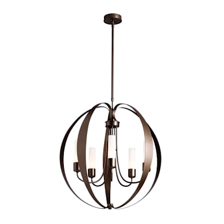 Hubbardton Forge Pomme 5 Light 30" Wide Outdoor Pillar Candle Pendant Coastal Bronze / Opal