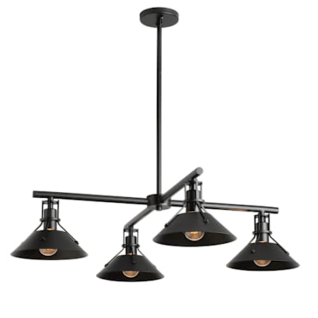 Hubbardton Forge Henry 4 Light 36" Wide Outdoor Chandelier Coastal Black