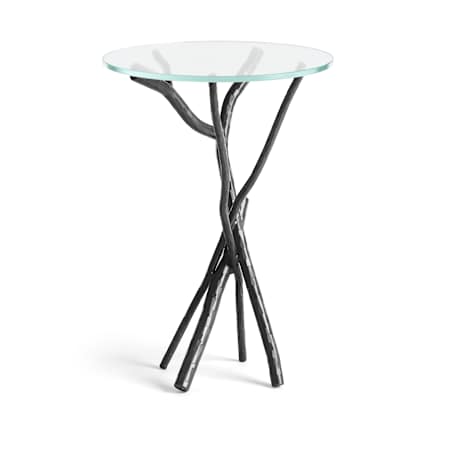 Hubbardton Forge Brindille 18" Diameter Glass Top Aluminum and Glass Table Black