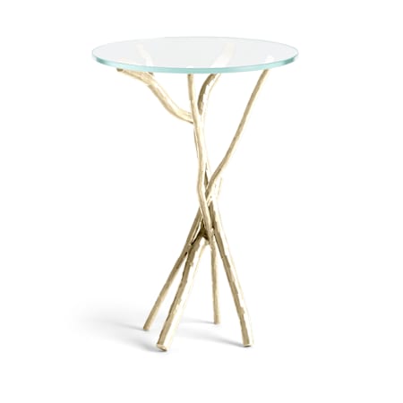 Hubbardton Forge Brindille 18" Diameter Glass Top Aluminum and Glass Table Modern Brass