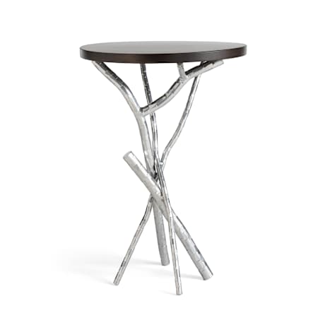 Hubbardton Forge Brindille 18" Diameter Maple Wood Top Metal End Table Sterling / Espresso