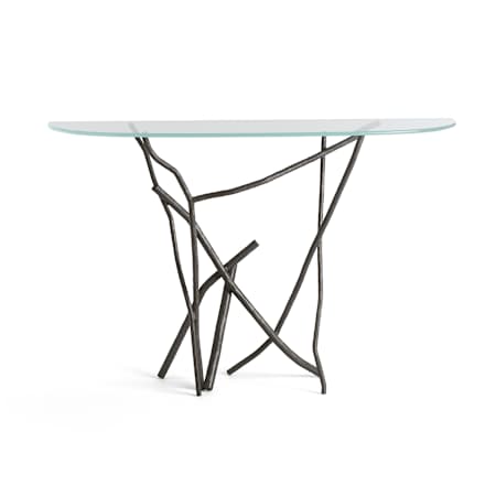 Hubbardton Forge Brindille 52" Wide Glass Top Aluminum and Glass Table Dark Smoke