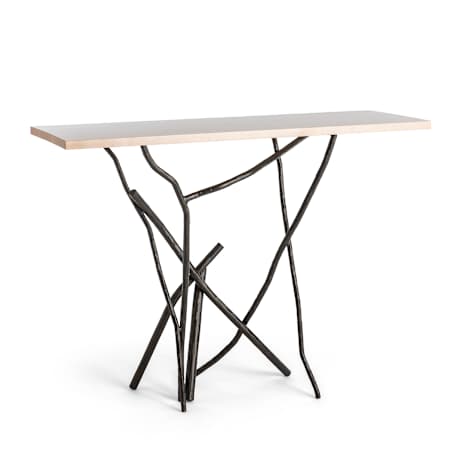 Hubbardton Forge Brindille 46" Wide Maple Wood Top Metal Console Table Dark Smoke / Natural