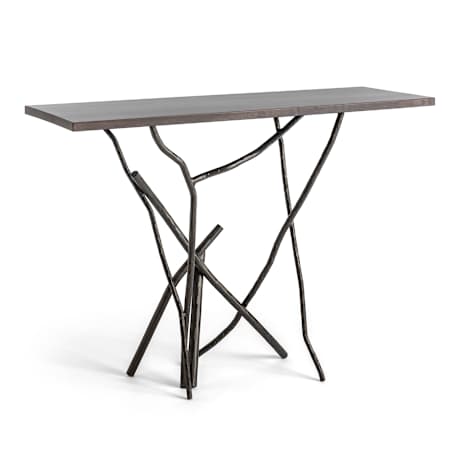 Hubbardton Forge Brindille 46" Wide Maple Wood Top Metal Console Table Dark Smoke / Espresso