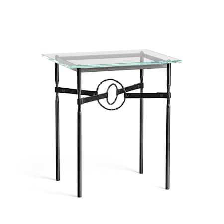 Hubbardton Forge Equus 22" Wide Glass Top Glass, Leather, and Metal Table Black / Black / Black