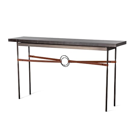 Hubbardton Forge Equus 60" Wide Maple Wood Top Metal Console Table Dark Smoke / Chestnut / Espresso
