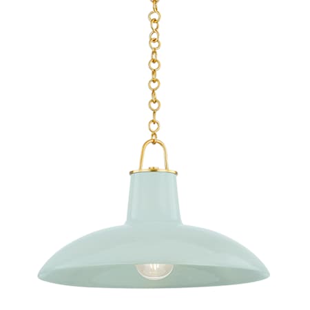 Hudson Valley Lighting Pottersville 18" Wide Pendant Aged Brass / Ceramic Moss Crackle