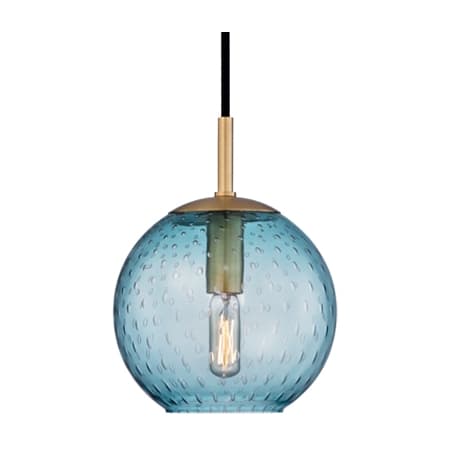 Hudson Valley Lighting Rousseau Single Light 6" Wide Mini Pendant Aged Brass / Blue